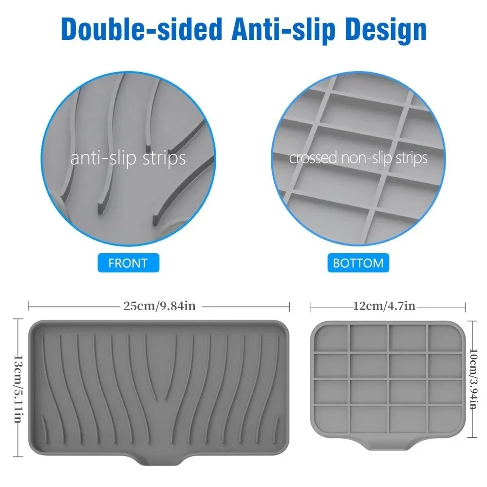 Silicone Drain Mat Kitchen Countertop Sink Slope Drainage Pad Desktop Heat Resistant Anti-Slip Placement Mat