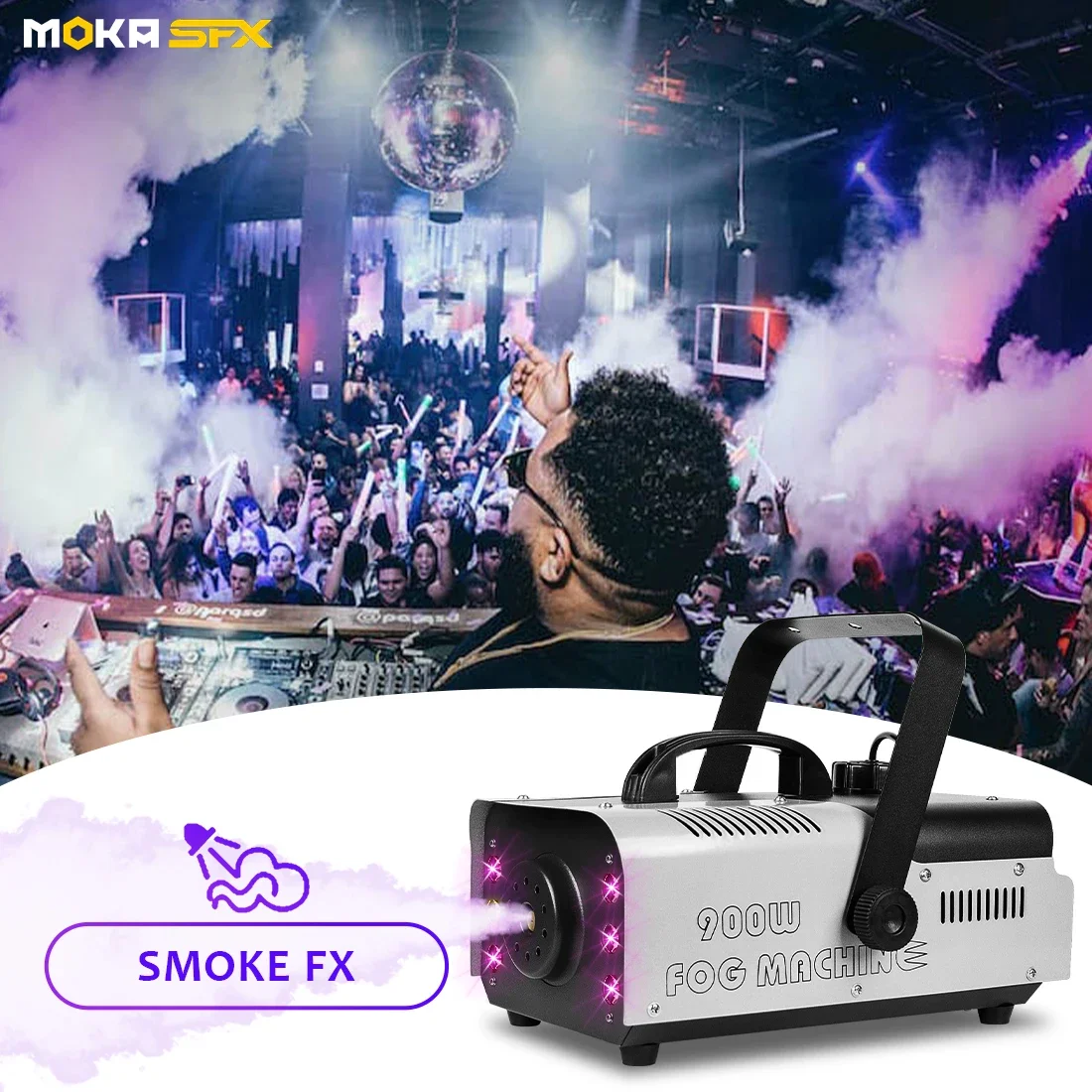 Moka sfx Stage Smoke Fog Machine 900W Led Fog Machine 6Pcs Led Rgb Bar Smoke Machine