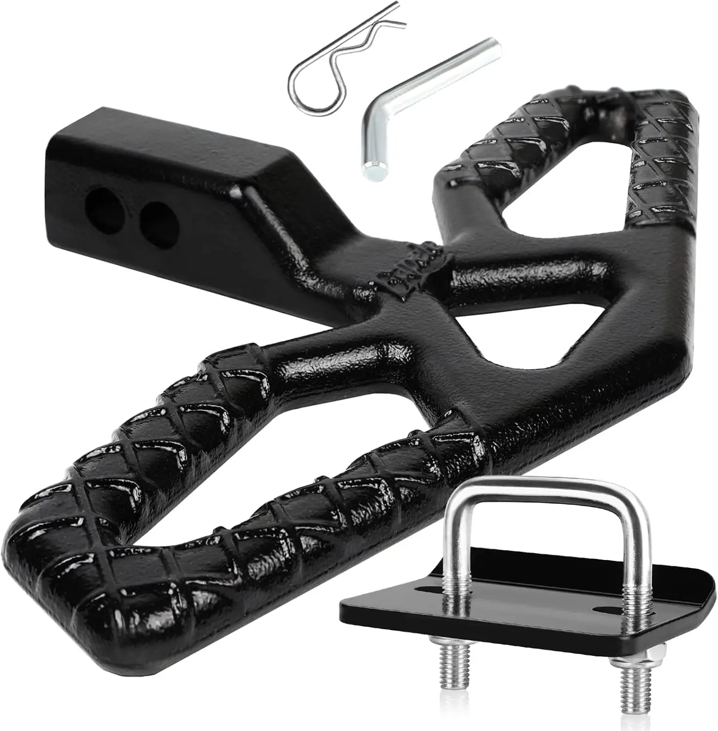 

Universal Tow Hitch Step for 2 Inch Receiver, Anti-Slip Bumper Guard, Heavy Duty Steel 10000 lbs, for Truck SUV RV