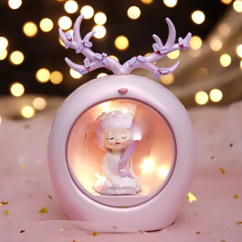 Faerie Nightlight Heart Shaped Flower Ring Cherry Star Light Girl Craft Decoration Decoration Birthday Gift Room Decoration