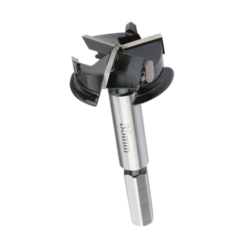 Plum Woodwork Three-blade 35mm Hole Opener Hexagonal Handle Hinge Drilling Door Lock Hinge Reaming Fixed Slot Punching Drill Bit