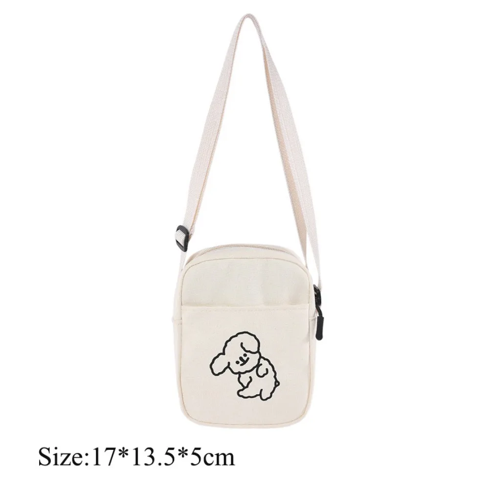 High Quality Canvas Cute Tote Bag Solid Color Adjustable Shoulder Strap Messenger Bag Lovely Print Women's Bag