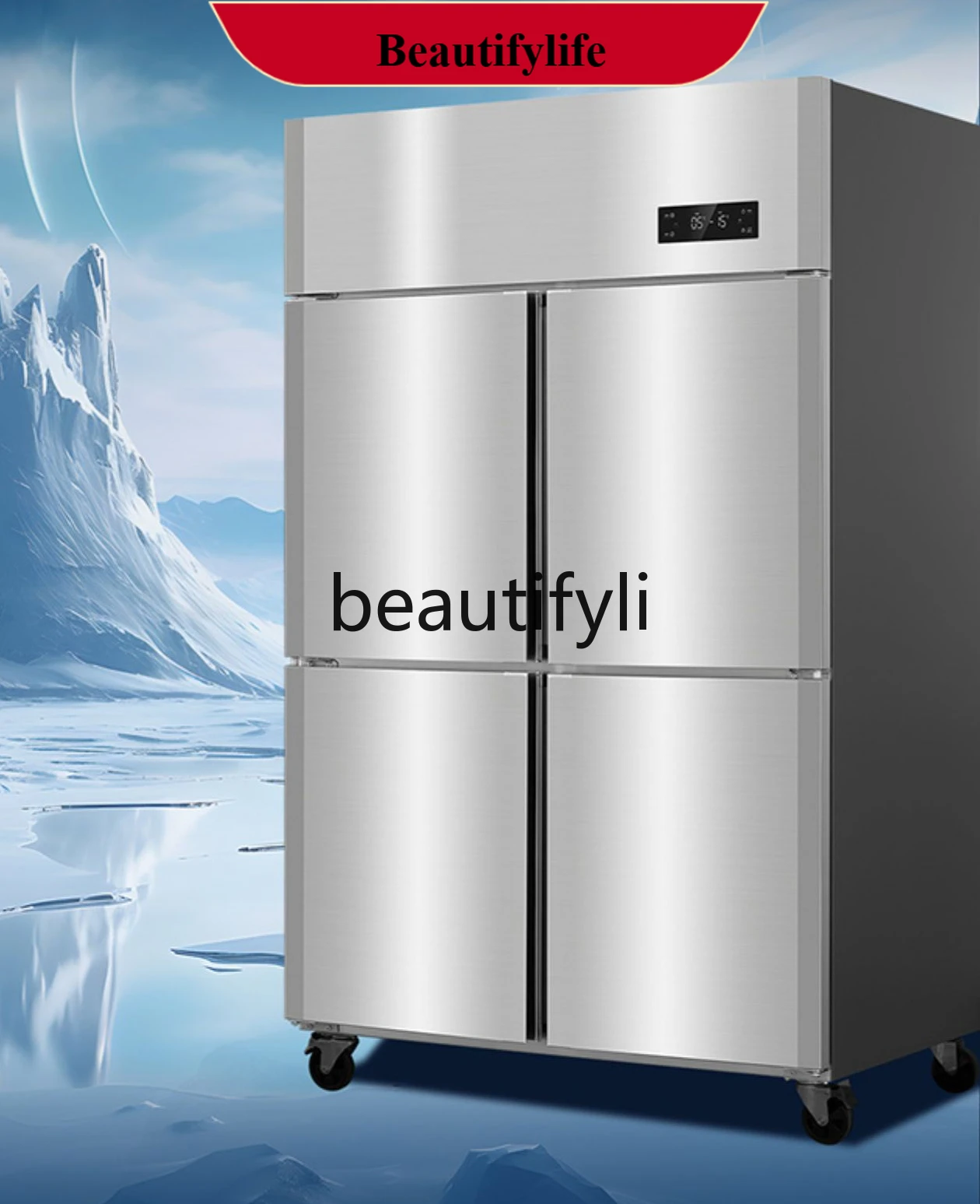 

Коммерческая морозильная камера Вертикальная четырехдверная двухтемпературная холодильная морозильная камера из нержавеющей стали с воздушным охлаждением