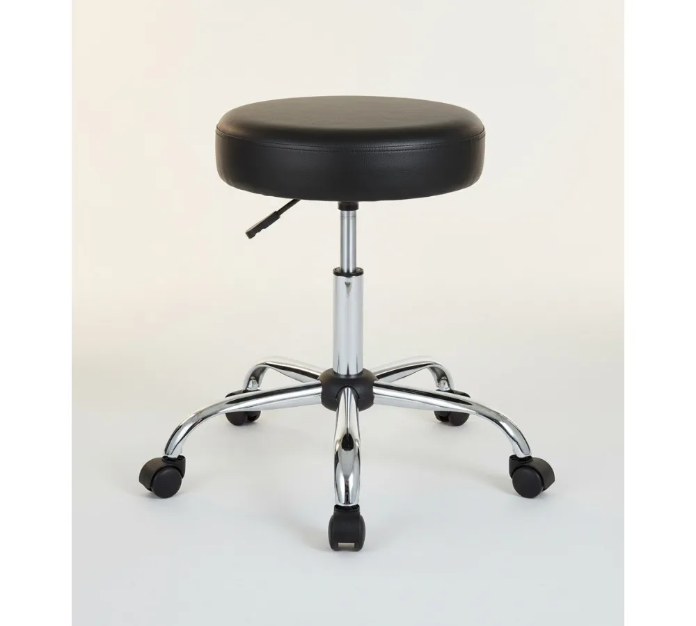 مقعد صياغة قابل للتعديل مع عجلات، كرسي مكتب دوار للمنزل وأماكن العمل، تصميم مريح باللون الأسود