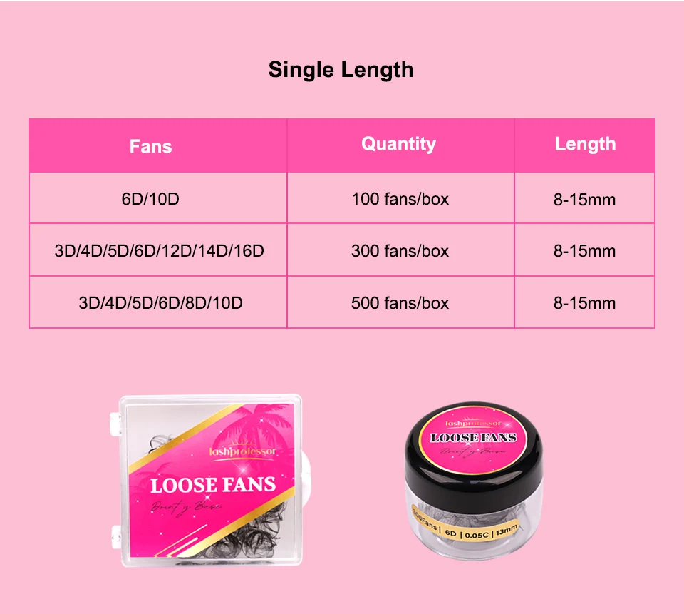 Lashprofessor 3D-40D Cluster Loose Fans Lash 7mm Sharp Thin Russia Volume Lash Pointy Base Medium Stem Vorgefertigte Wimpernverlängerung – Detail 14