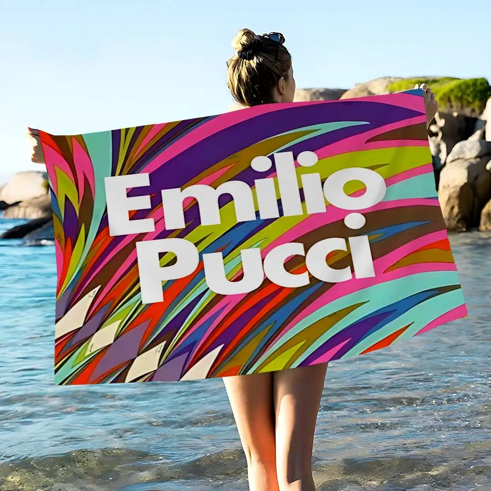 E-emilio P-pucci Logo Bath Towel Microfiber Soft Water Absorbing Breathable For Girl Kids Decorative Cartoon Beach Towel