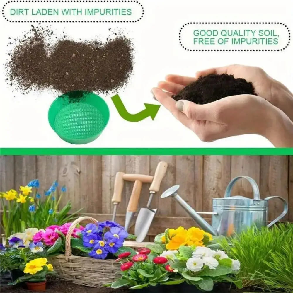 Plastic Soil Sieve Durable Construction Fine Mesh Gardening Sifter Handheld Design Sifting Filtration Plastic Filter Mesh