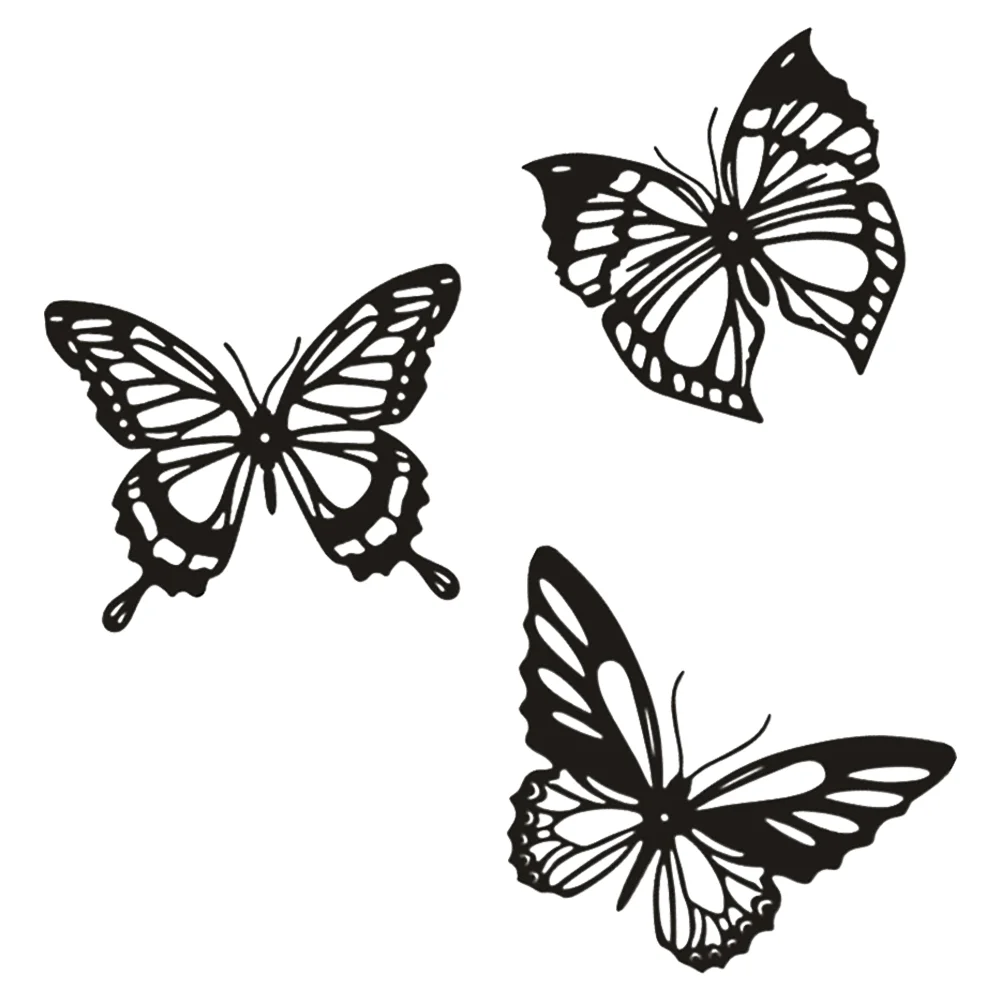 3 Pcs Hollow Iron Butterfly Butterflies Wall Decor Background Decal Decoration Vibrant Decorative Sticker Hanging