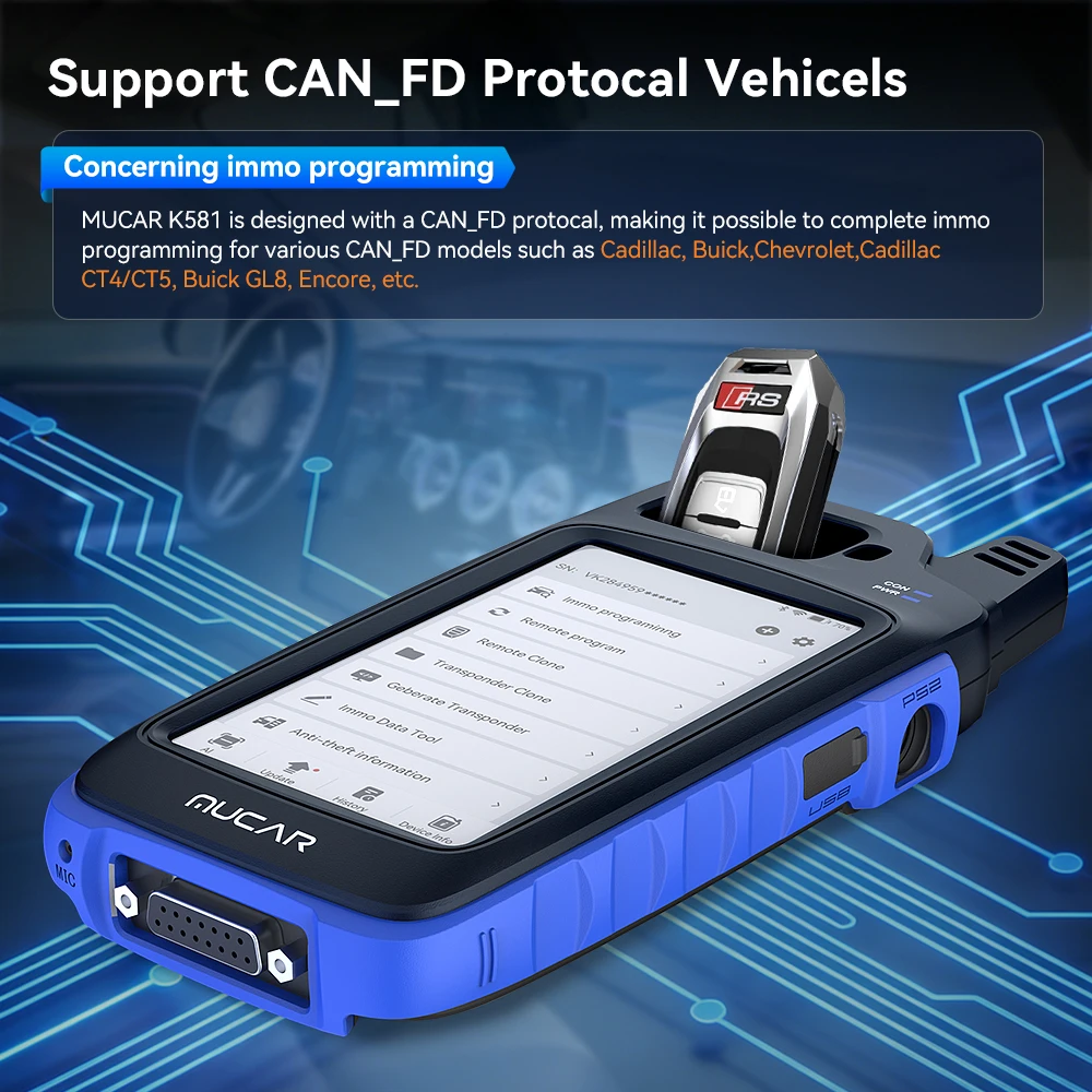 MUCAR KEY581 Key Creation IMMO Learning Chip Key Fob Programmer Immobilizer Tool Universal Key Generator Kit Read Write Cloning