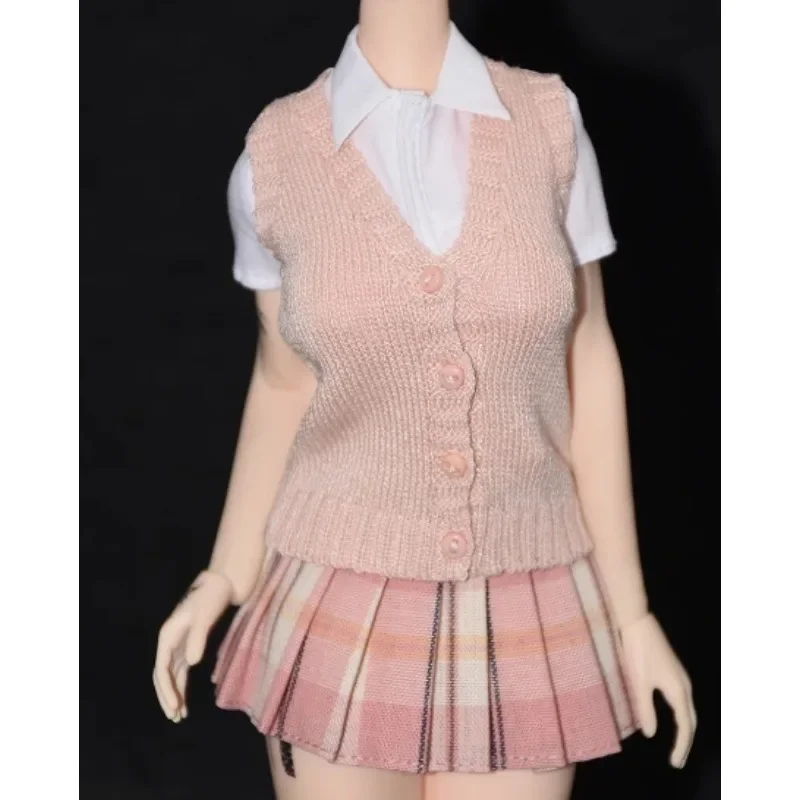 1/6 Scale Female Soldier Preppy Style Loose Long Sleeve V-neck Knitted Sweater Vest Clothes for 12