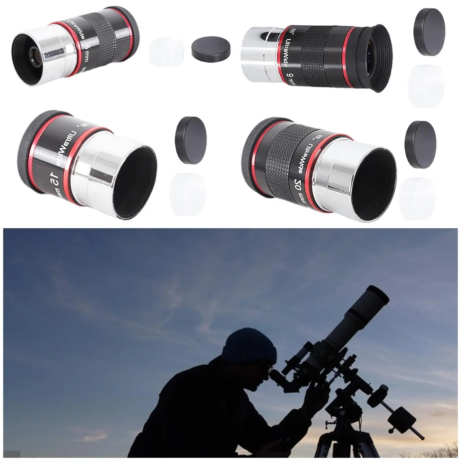 

Telescope Eyepiece 68 Degree Portable Practical Replace High Performance Parts for Astronomy Lovers Professional Astronomy Gifts