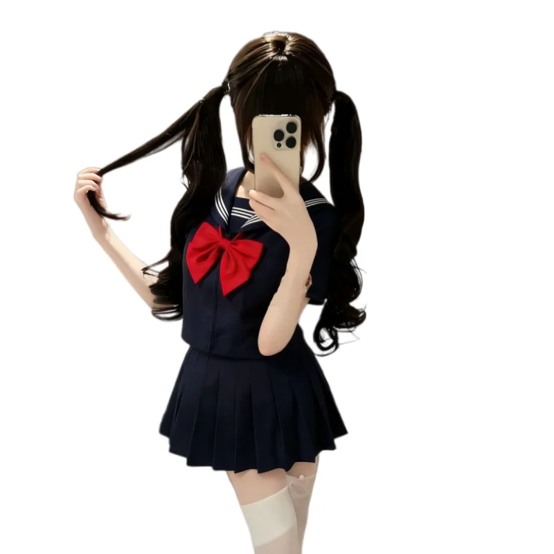 Japanese Basic JK Uniform Long Sleeve Short Sleeves Sailor Suit School Uniform Skirt Set College Wind Sissy Cosplay Costume﻿