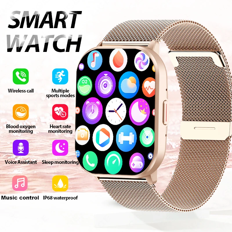 

Новинка 2025 года для Xiaomi Huawei Samsung Смарт-часы для мужчин и женщин, пульсометр, кровяное давление, фитнес-трекер, Bluetooth-вызов, умные часы для мужчин