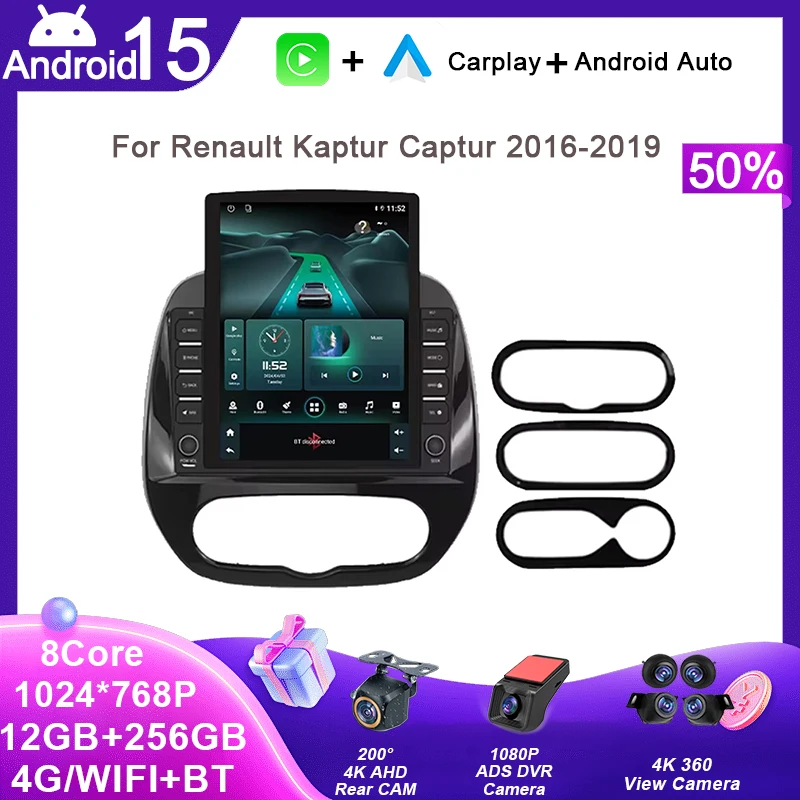 Unidade principal 4g wifi para renault kaptur captur 2016-2019 rádio do carro reprodutor de vídeo multimídia estéreo navegação gps android 15 sem dvd
