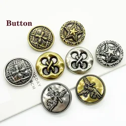 10PCS Fashion exquisite buttons vintage gold antique silver metal hand stitched button coat suit knit coat alloy buttons