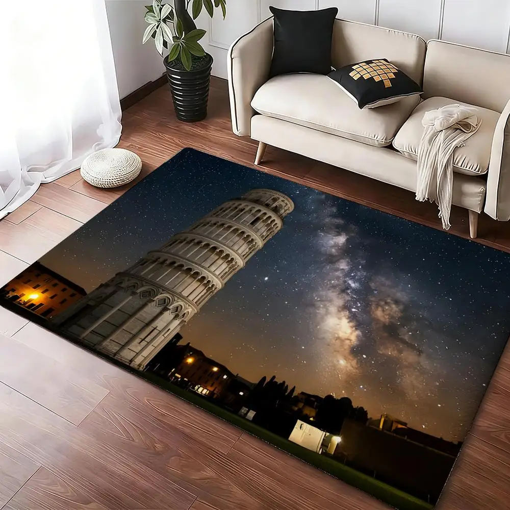 Torre pendente di Pisa Floor Mat Soft Thickened Absorbent Non-Slip Bedroom Living Room Door Mat Home Decor Flannel Rugs