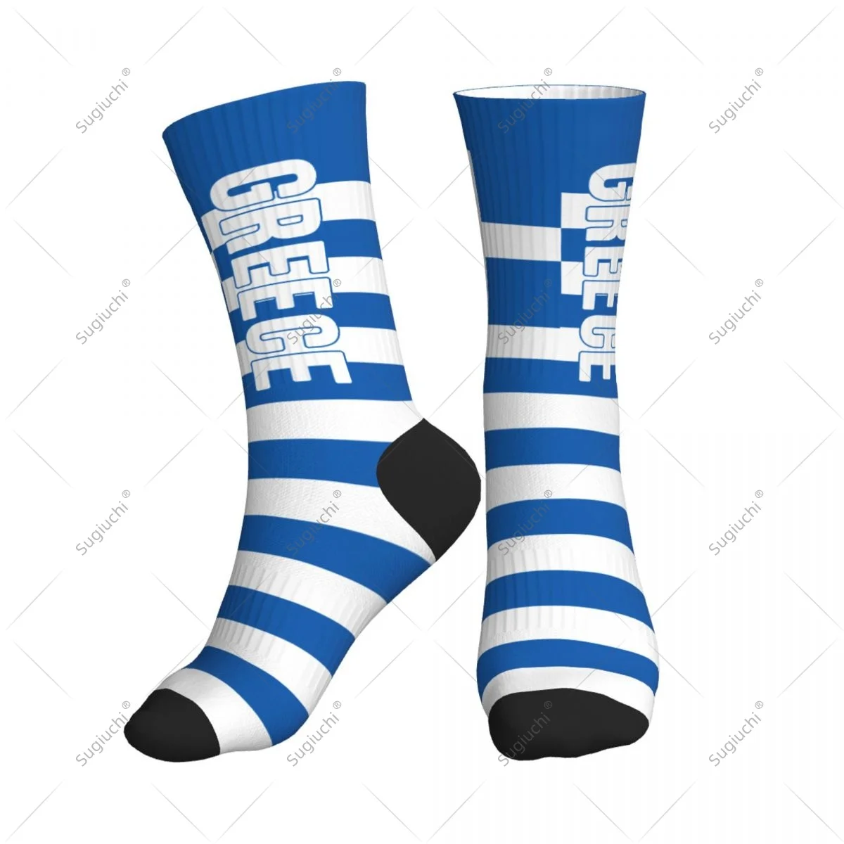 

3D Printed Greece Flag Polyester Mid-calf Socks For Men Women Kawaii Socks Street Skateboard Socks