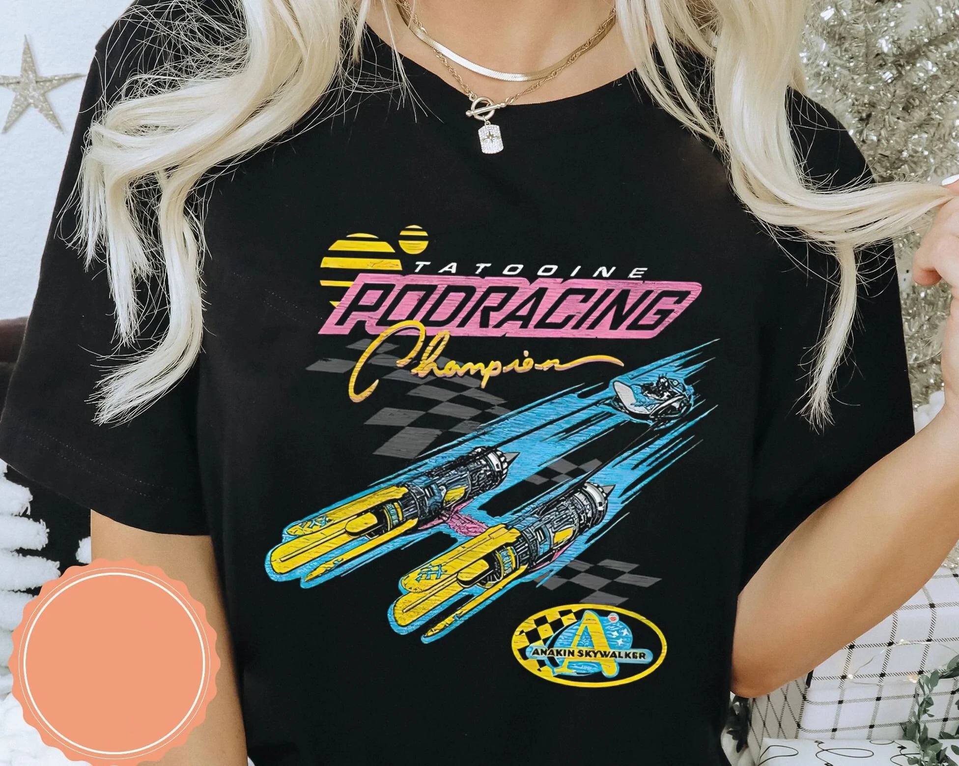 

Рубашка чемпионата по подраку в стиле ретро Татуин, винтажная футболка Disney «Звездные войны», забавная одинаковая футболка «Звездные войны»