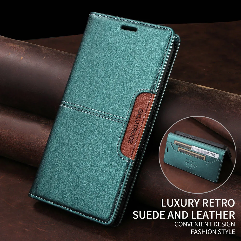 Luxus-Hülle RFID Leder-Brieftasche Funda für iPhone 18 17 Air 16 Pro Max 15 14 13 12 11 Xs Xr 7 Plus 8 SE Flip-Cover Magnet Coque