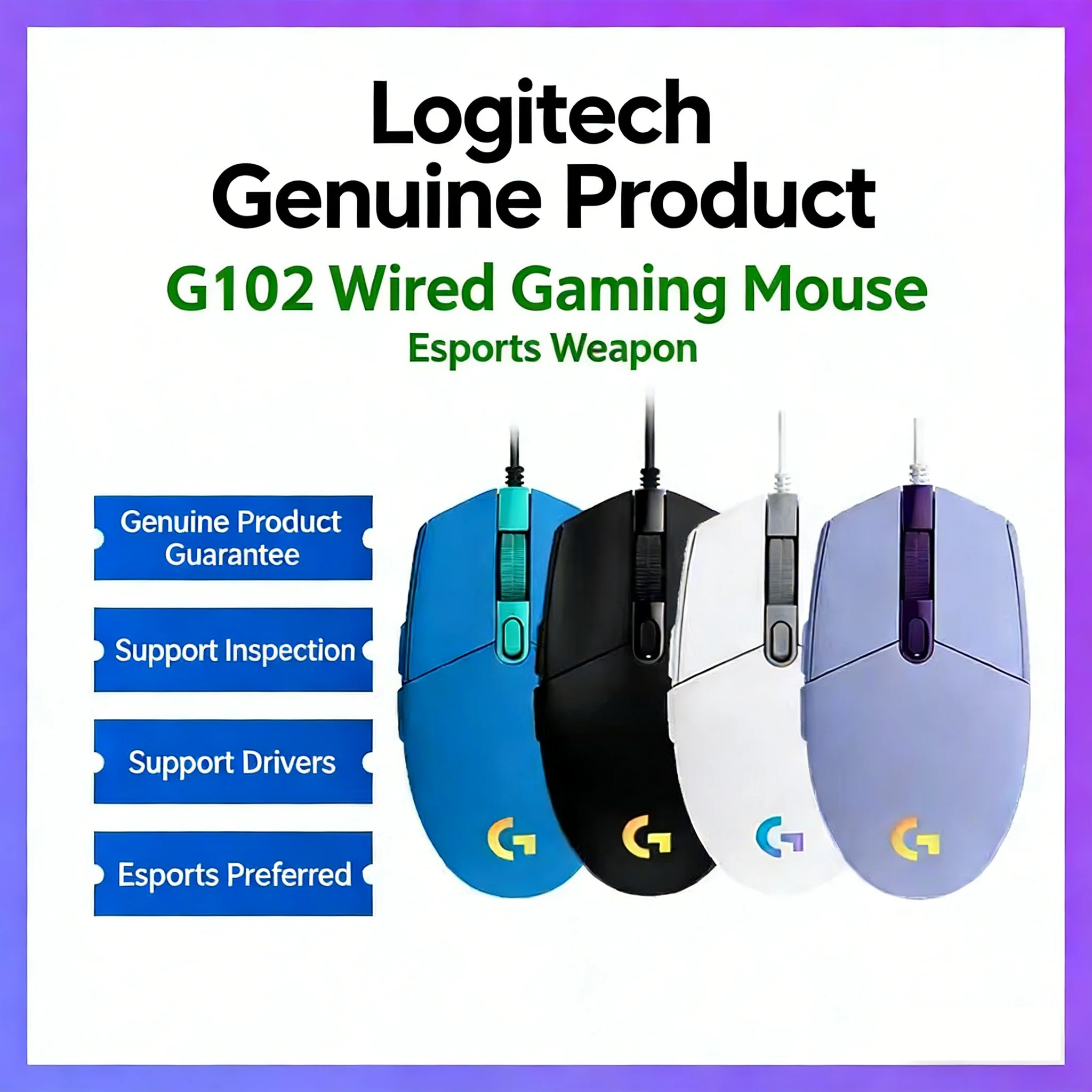 

Проводная игровая мышь G102 от Logitech, RGB-подсветка 2-го поколения, программируемые кнопки для соревновательных игр