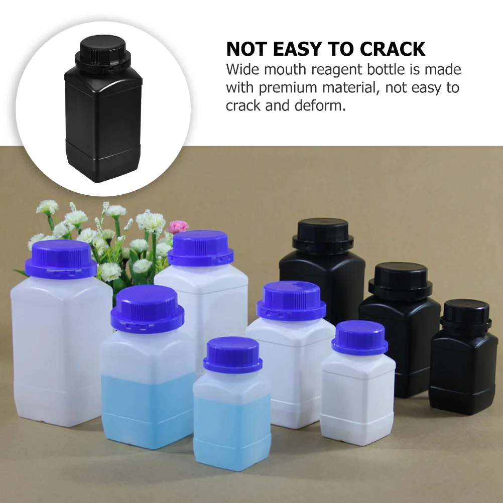 2 Pcs Big Mouth Square Bottle Sample Plastic Reagent Sealing Chemical Wide Pe Liquid Storage