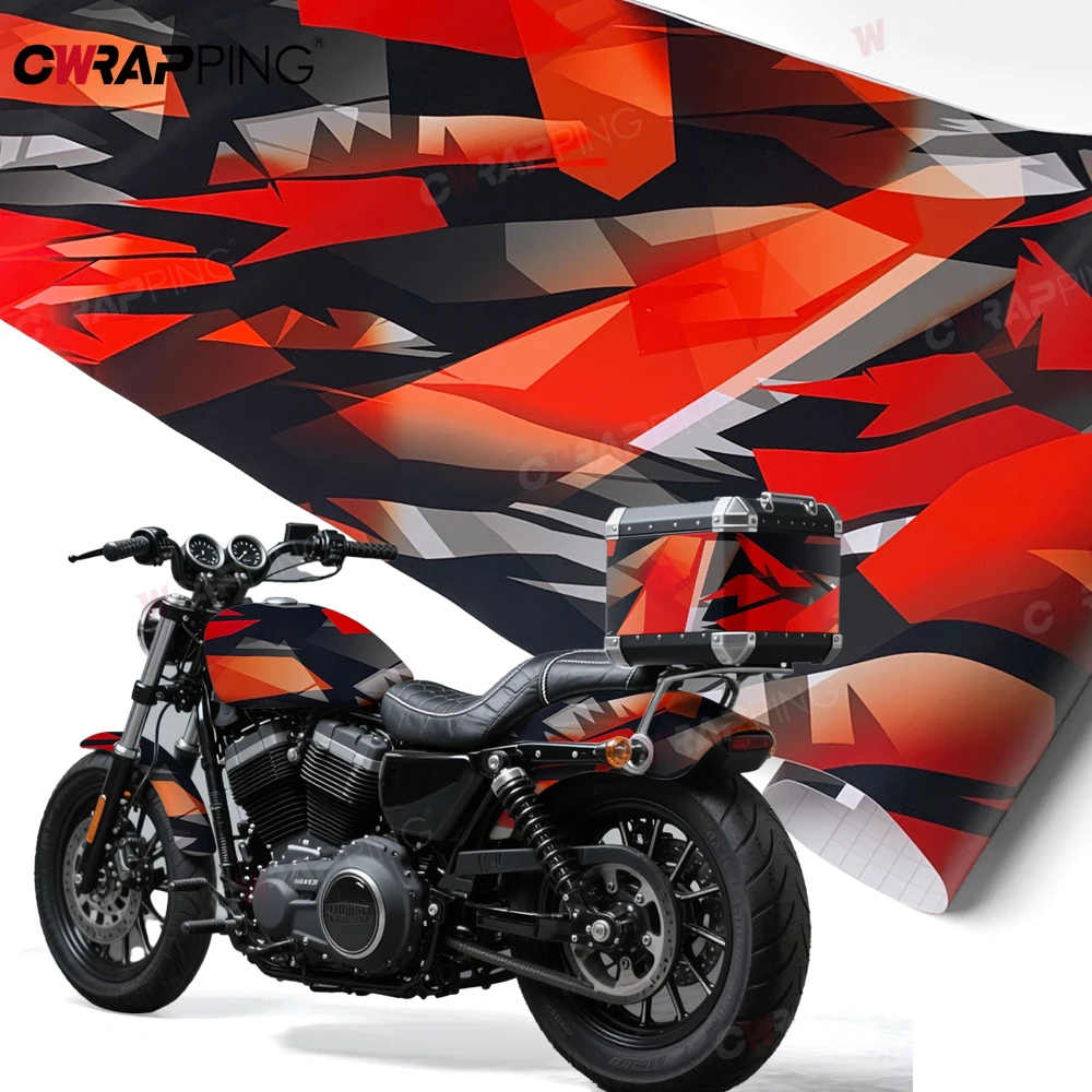 

Red Custom Size Geometric Camouflage Vinyl Self-adhesive Films Bike Laptop Motorcycle Skin Protection Decor Wrapping Accessories