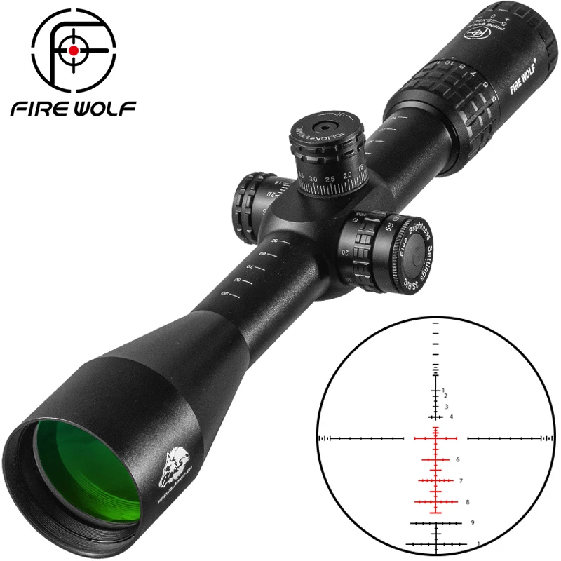 FIRE WOLF 5-25X50 FFP Tactical Big handwheel Turrets Optical Rifle Scope Red Green Hunting Riflescope Glass Reticle Sniper sight