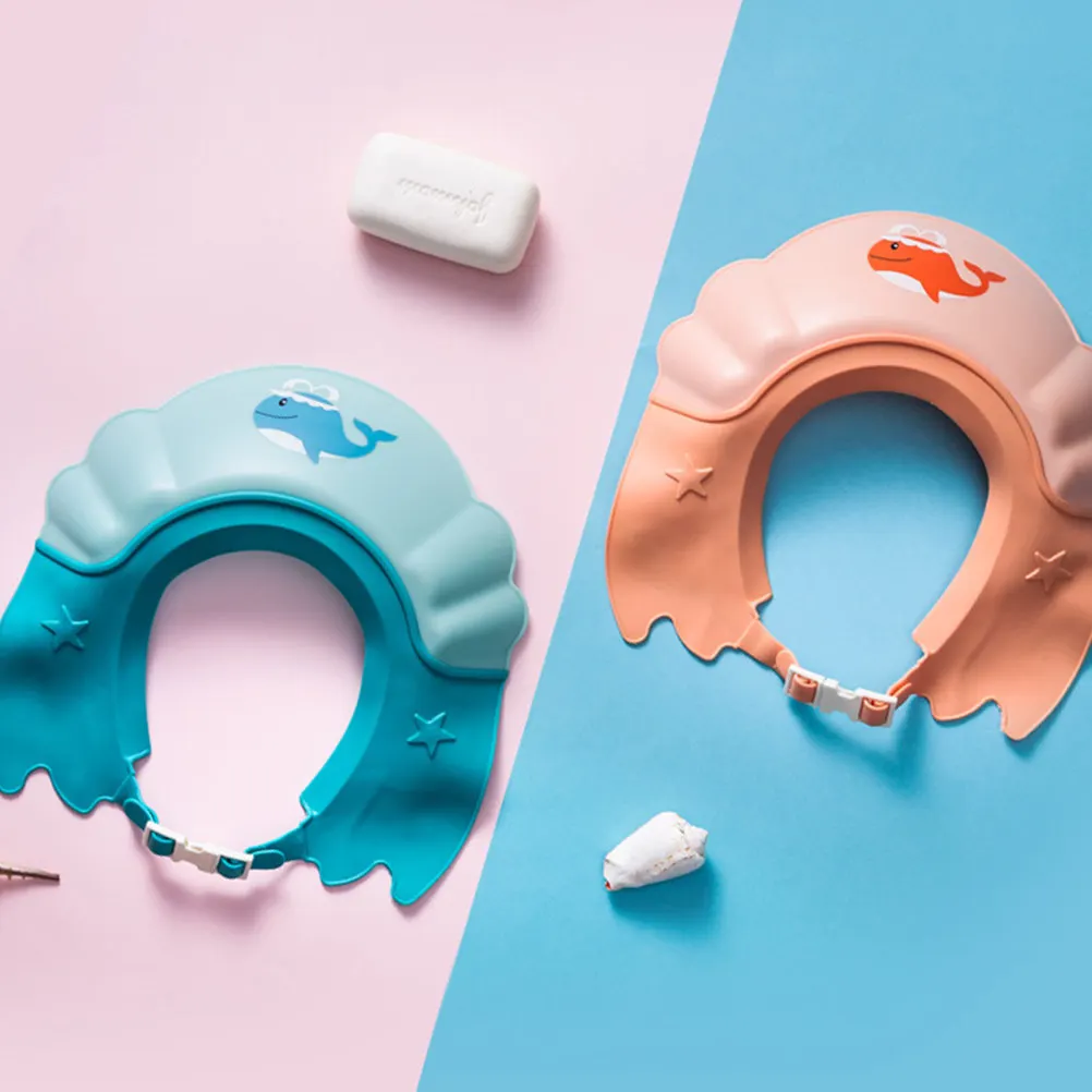 

Регулируемая детская шапочка для купания и мытья волос для новорожденных, младенцев и малышей, с защитой глаз и ушей, с мультяшным козырьком