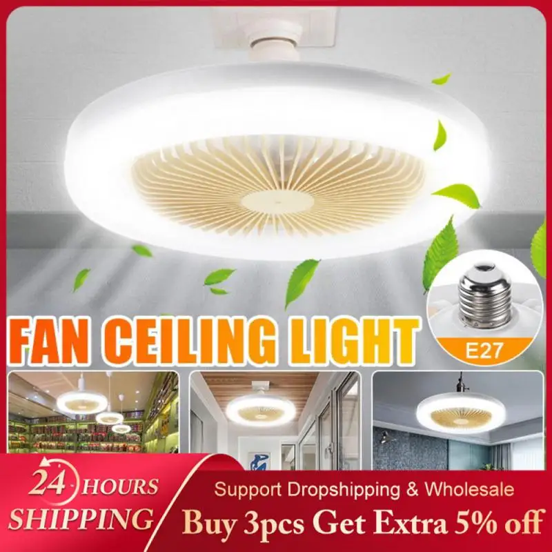 

30W Ceiling Fan With Lighting Lamp E27 Converter Base 360 ° Rotation Cooling Electric Fan Lamp Chandelier For Room Home Decor