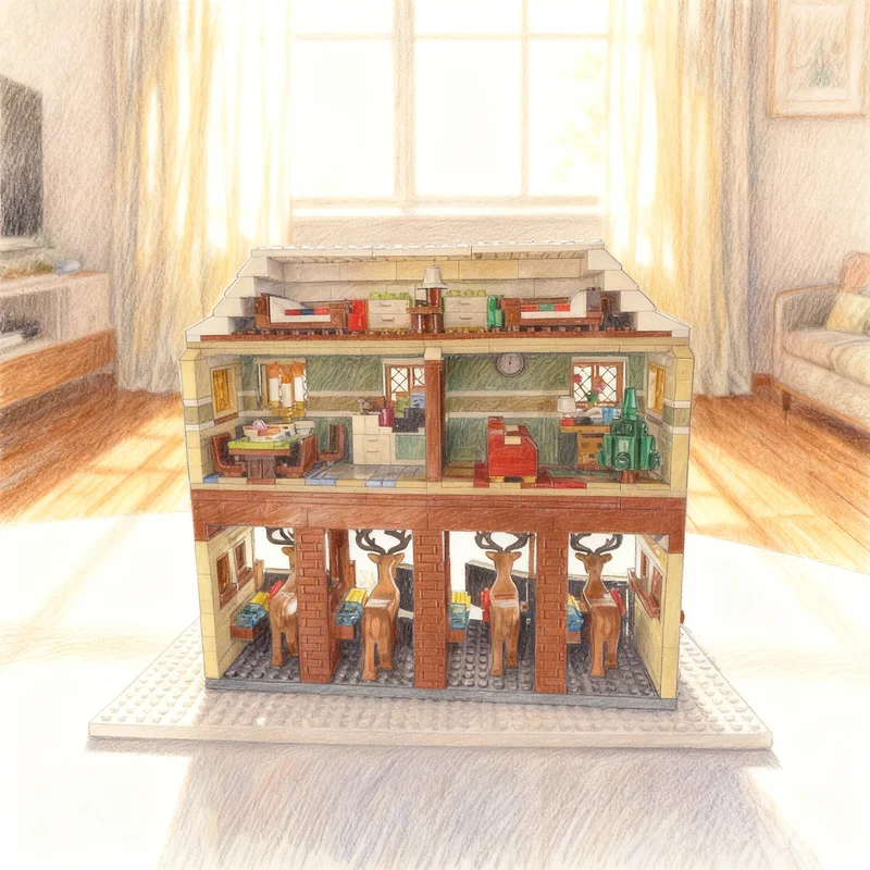 

1093pcs MOC Winter Village Reindeer Stables Christmas Building Blocks Christmas Idea Brick STEM Educational Children DIY Gift