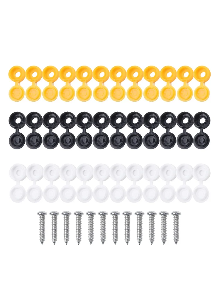 Number Plate Screw and Cap Set for Cars Motorbikes Caravans and DIY Projects 12 Screws and 36 Decorative Covers