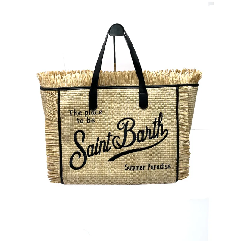 SAINT BARTH New women's large capacity leisure travel straw mat handmade tassel handbag tote bag