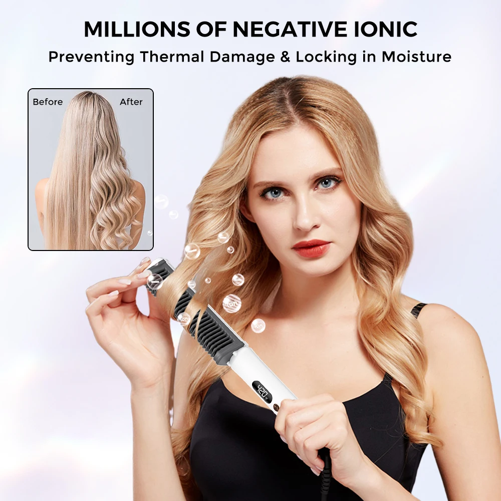 

2-in-1 Hair Straightener Electric hair straightening Comb PTC Multi-function Mini Quick Hair Curler Combs Portable 110/220V