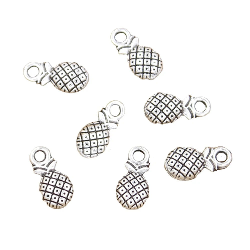 20pcs Charms Bromeliaceae Ananas Pineapple 14x7mm Antique Silver Color Pendants Making DIY Handmade Tibetan Finding Jewelry