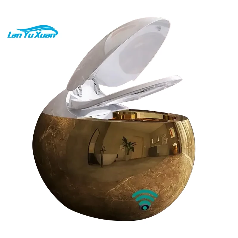 

2023 New Luxury Style Creative Round Toilet WC Sanitary Ware Gold Smart Toilet Ceramic Intelligent Toilet Bowl Electroplated