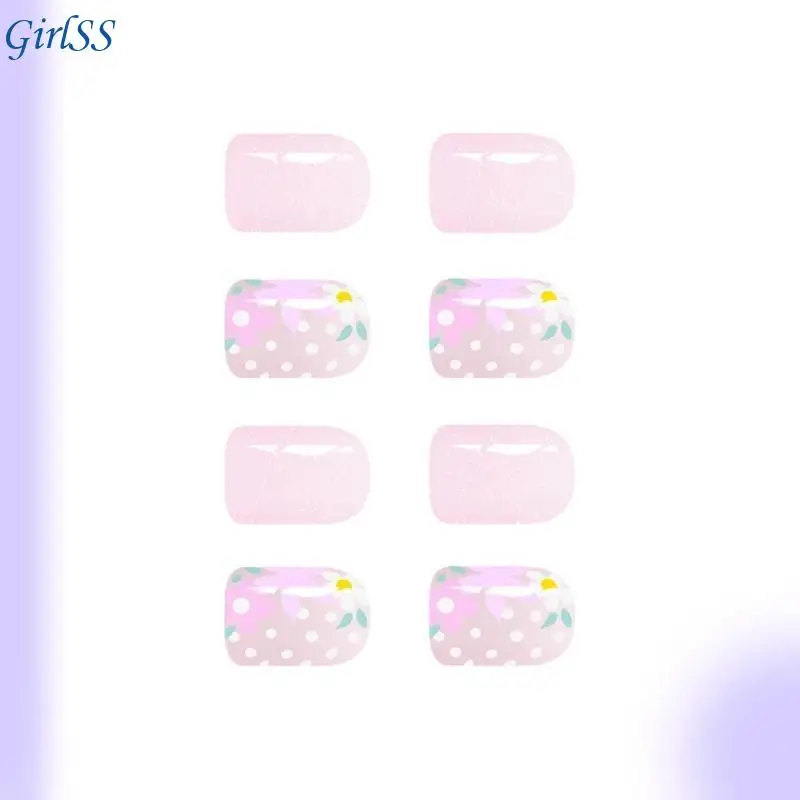 24 pezzi stampa quadrata sulle punte francesi per unghie colle per unghie finte sull'unghia artificiale T4MB