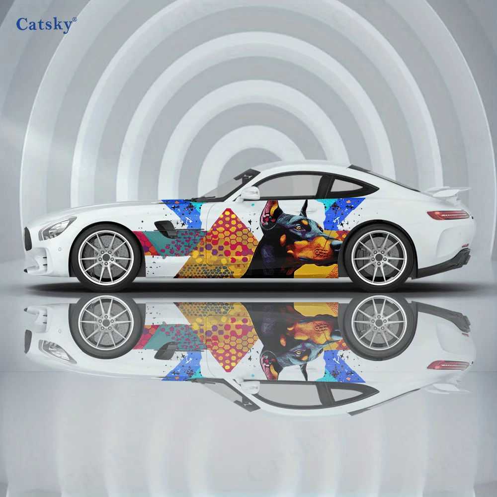 2pcs.Large Trendy Cool Geometric Doberman Pinscher Car Decoration Decal .car Vinyl Wraps