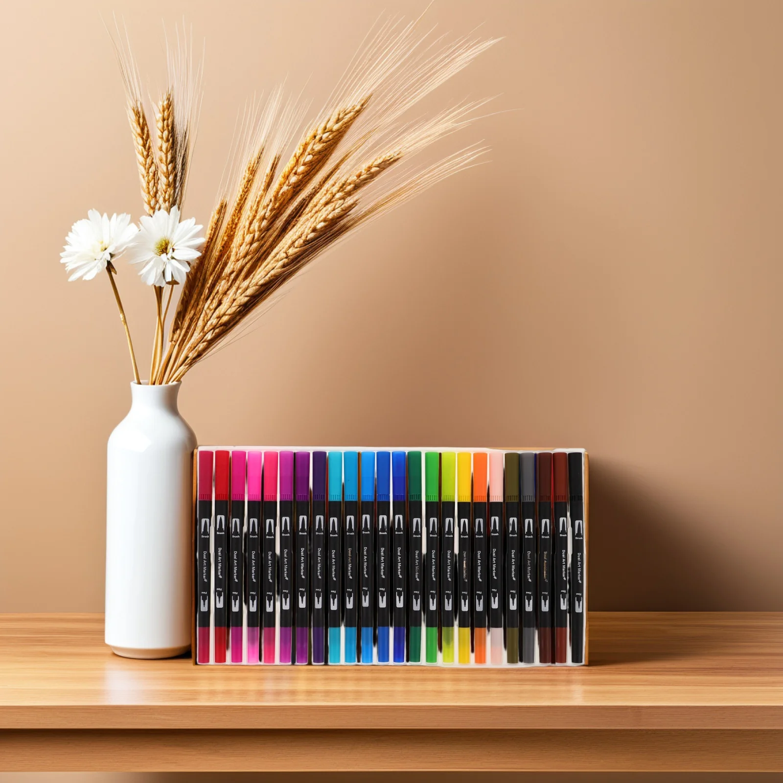 24-teiliges Aquarell-Stift-Set mit zwei Spitzen, Pinselmarker mit feiner Spitze zum Zeichnen, Journaling, Kalligraphie, Malen, Kunstbedarf