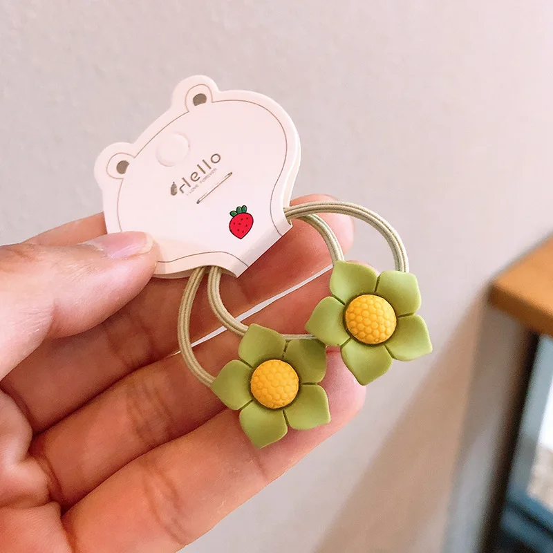 2 Teile/satz Mädchen Nette Cartoon Blumen Gummiband Elastische Haarbänder für Kinder Süße Haarbänder Haar Seil Kinder Haar Zubehör – Detail 9