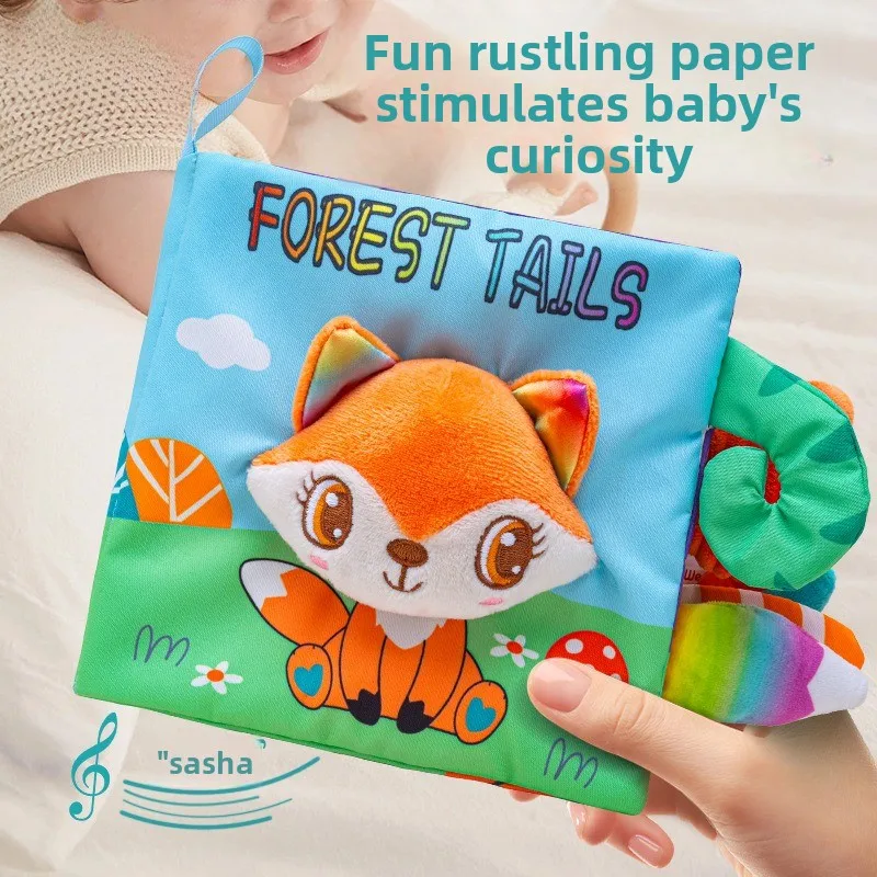 3D Tails Touch Fabric Book Crinkle Paper Textures Quiet Safe Hand Skill Training Sensory Development For Infants
