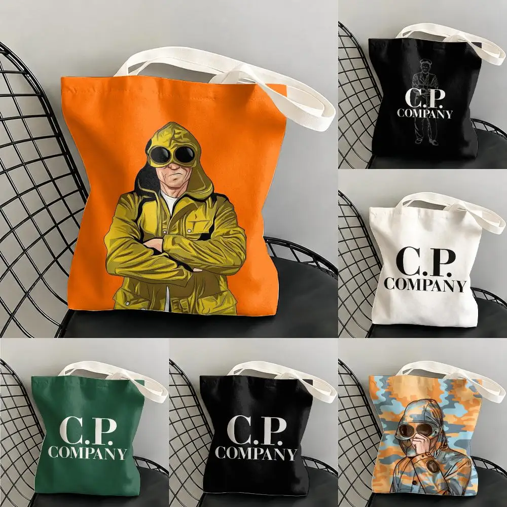 Cool C-C.P Fashion C-CompanyS Storage Bags Large Capacity Canvas Tote Bag Double-Sided Print Shoulder Handbag for Daily Shopping