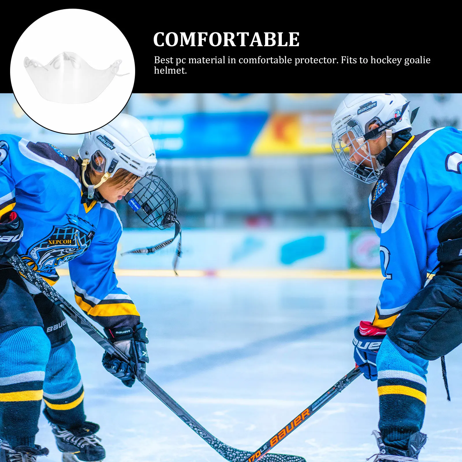 

1Pcs Ice Hockey Goalkeeper Face Protector Semicircle Pc Material Clear Hockey Protective Gear Goalkeeper's