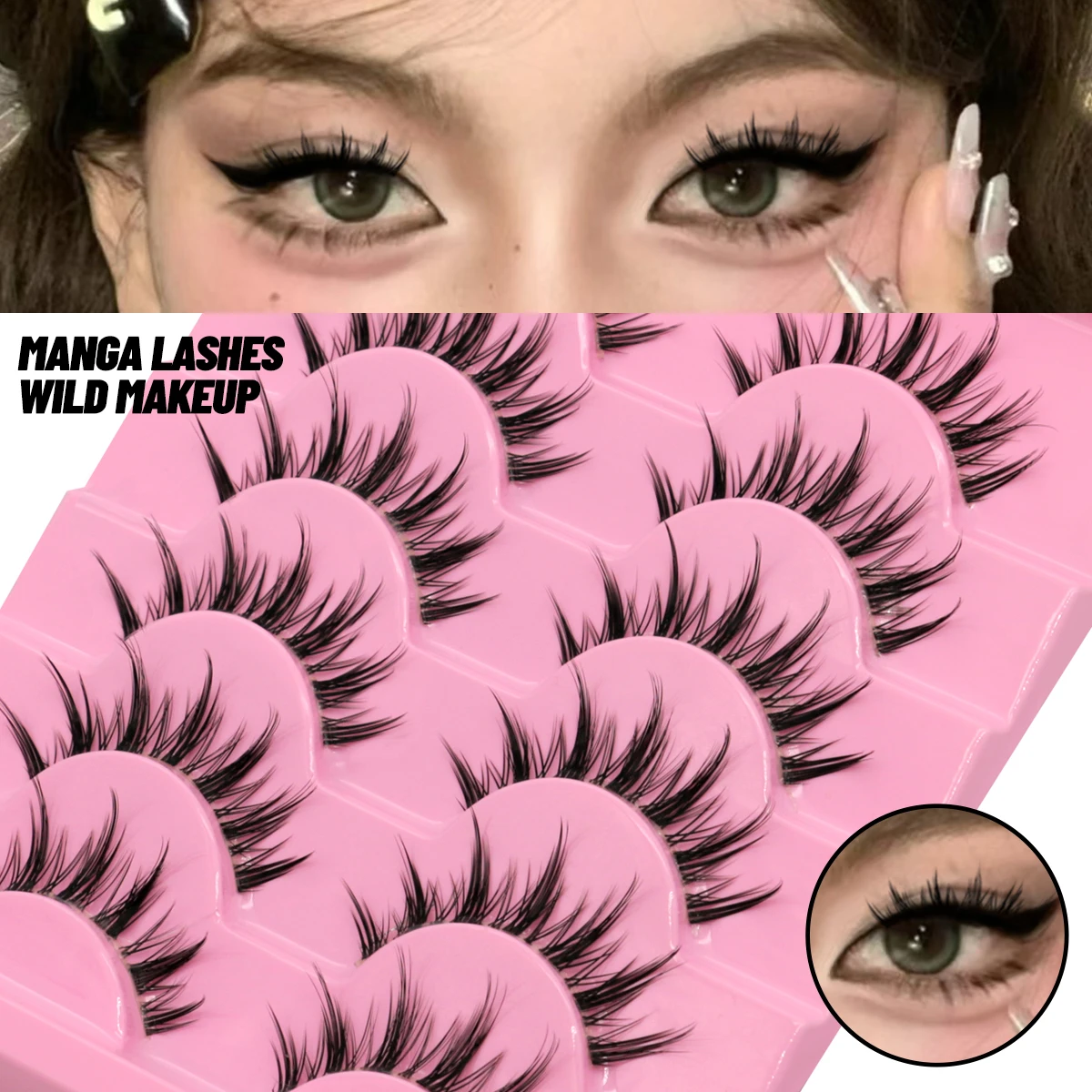 GROINNEYA Natural False Eyelashes 5/6/7 Pairs 3d Faux Mink Lashes Look Realistic Soft Cross Lashes Eyelash Extension Makeup