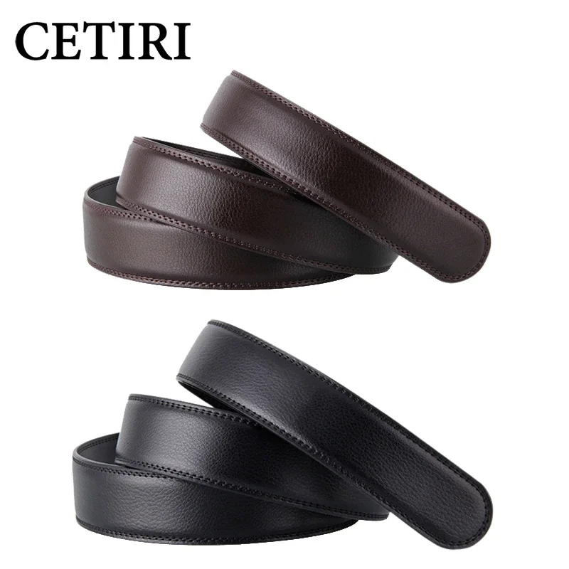 

3.5cm Wide No Buckle Real Genuine Leather Belt Without Automatic Buckle Strap Designer Belts Men High Quality Black Coffee