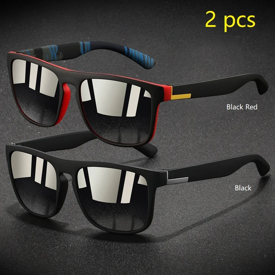2 Stück Modische Vintage Quadratische Sportsonnenbrille für Männer und Frauen Angeln Fahren Markendesigner Sonnenbrillen Retro Eyewear – Detail 15