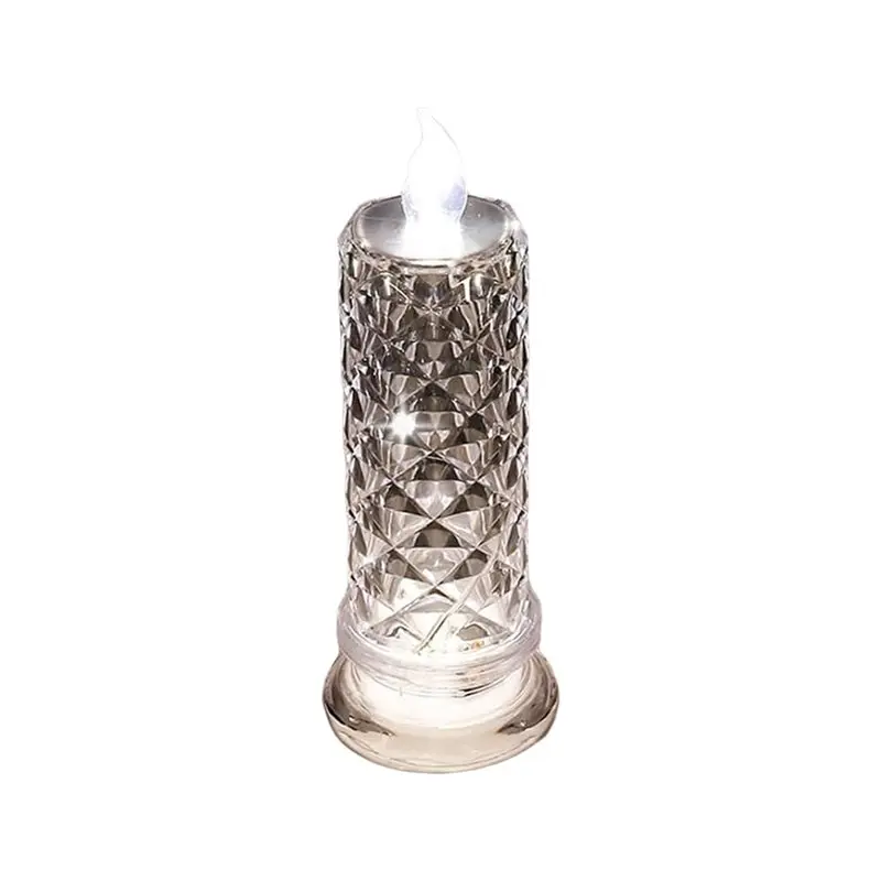 

FIZP Crystal Candle Light LED Rose Shadow Projection Candles Simulated Flameless For Home Decor Lighting For Romantic