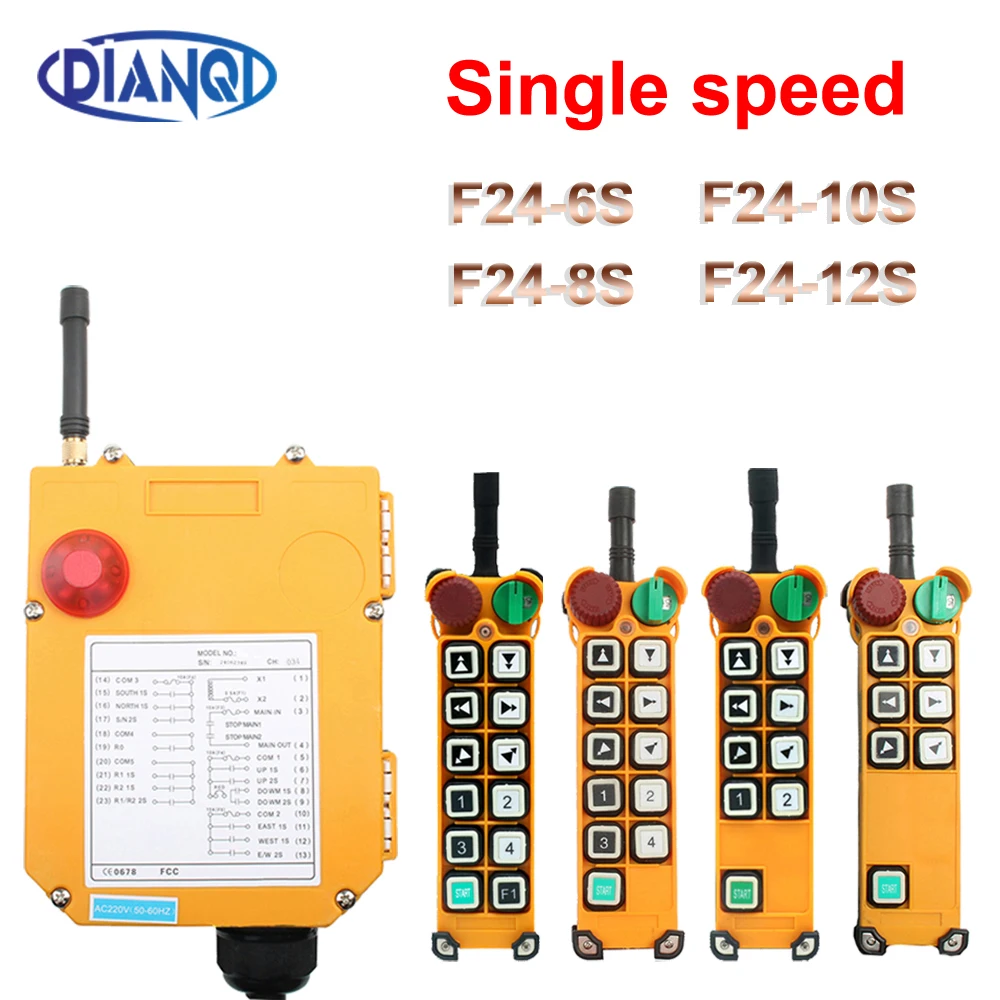 F24-6S 8S 10S 12S Single speed Industrial Wireless Radio remote controller switch control Hoist Crane Control Lift Crane