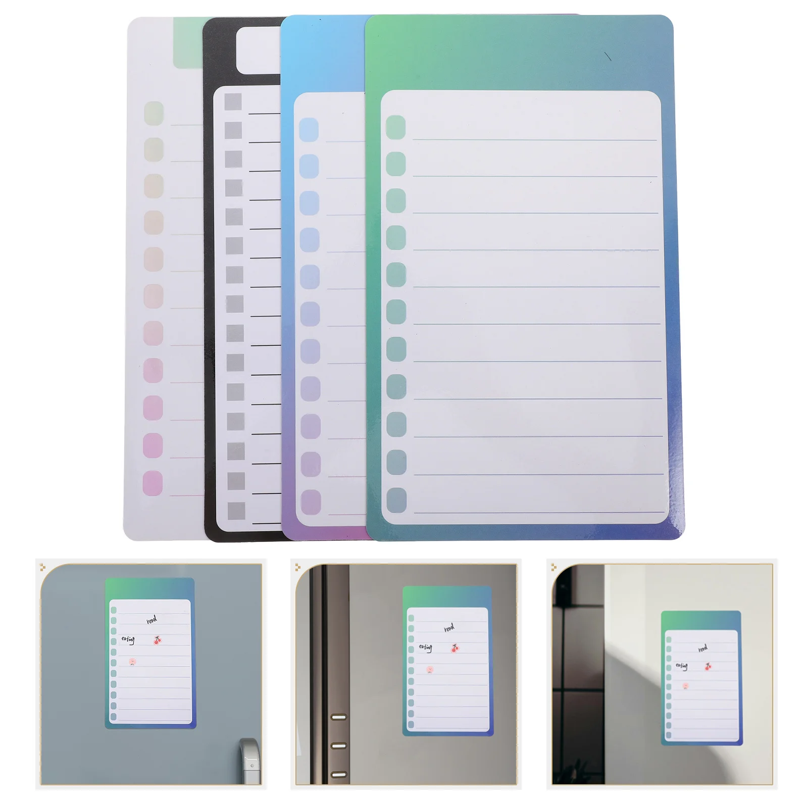 

4Pcs Magnetic Notepad for Fridge Door Reusable Shopping List Pad Magnet Back Easy to Use At Home Office School Gift Idea