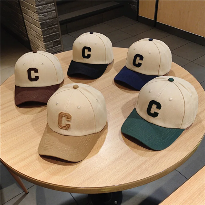 Korean blogger with the same versatile ins splicing C letter baseball cap female face small hard top cap male
