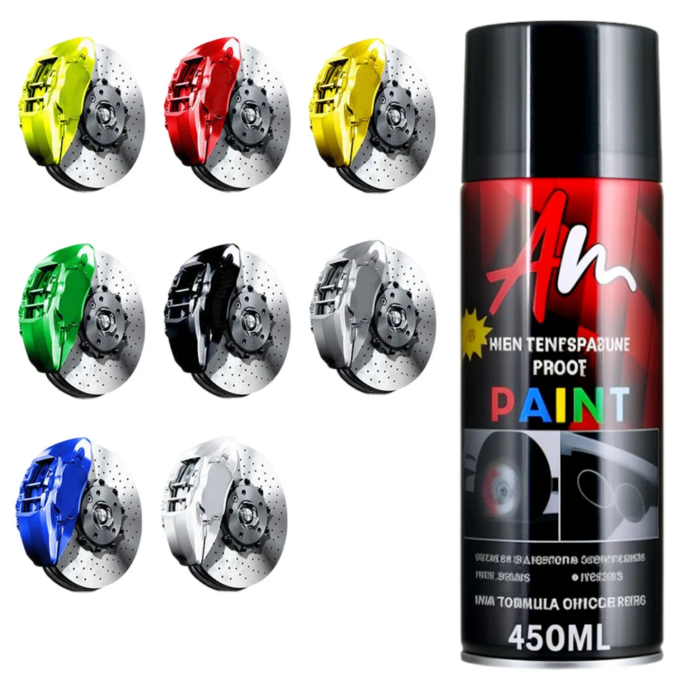 DIY Brake Caliper Paint 2K Aerosol Spray Can Glossy Glamour Finish High Temp Resistance Black Yellow Blue Red Green Silver gold